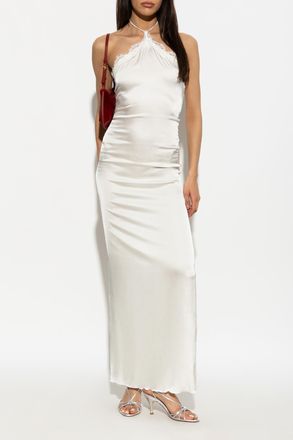 Os&eacute;ree Dress With Lace Trim, Womens, White