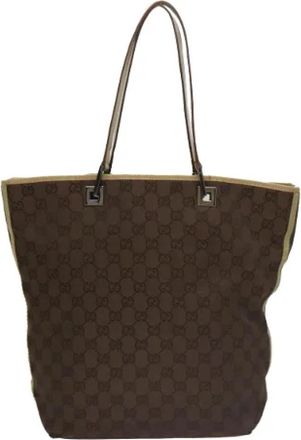 Gucci Pre-owned Leather totes - Dames - Vintage Shopper - Bruin - ONE Size - Leer - Vintage