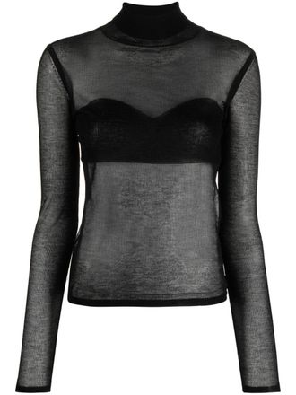 Nina Ricci Semi-doorzichtige top - Zwart