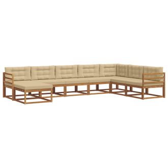 vidaXL Conjunto De Sof&aacute;s De Exterior Con Coj&iacute;n 8 Pcs Natural Y Beige Vidaxl