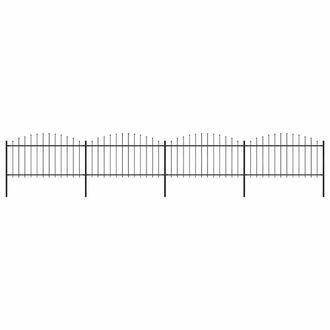 Berkfield Home Garden Fence with Spear Top Steel (1.25-1.5)x6.8 m Black
