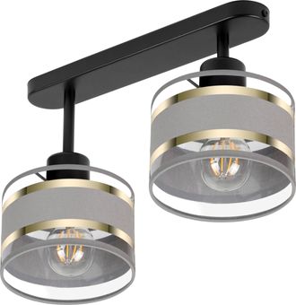OEM L&aacute;mpara De Techo Negra Con Pantallas, Metal Industrial, 2xe27, Iluminaci&oacute;n Led Moderna Para Sal&oacute;n, Cocina, Dormitorio, Habitaci&oacute;n Infantil, Loft