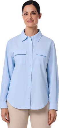 Coolibar Womens Mylitta Travel Long Sleeve Shirt, UPF 50+ Sun Protection in Light Blue at Nordstrom, Size Xx-Large