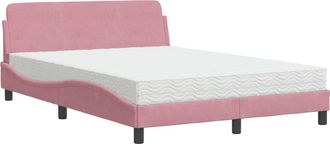 vidaXL Vidaxl - Cama Con Colch&oacute;n Terciopelo Rosa 120x200 Cm