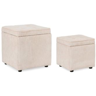 Decorspace Pouf contenitore Dylan struttura in legno di pino rivestimento in poliestere per interno -Ocra / Set da 2