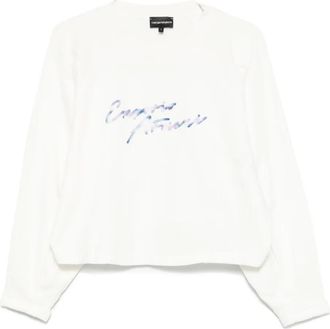 Emporio Armani Felpa con logo ricamato - Bianco
