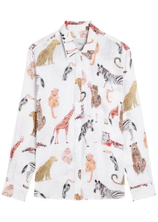 Rails Charli Printed Linen-blend Shirt - White - S (UK8-10 / S)