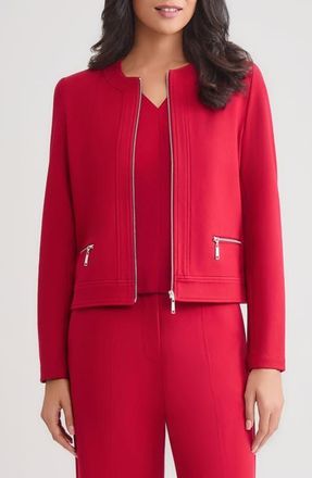 Misook Front Zip Ponte Jacket in Scarlet Red at Nordstrom, Size X-Small