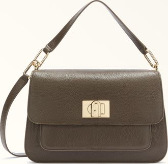 Furla Ella Borsa A Mano M Mogano Viola Pelle Di Vitello Granata Donna