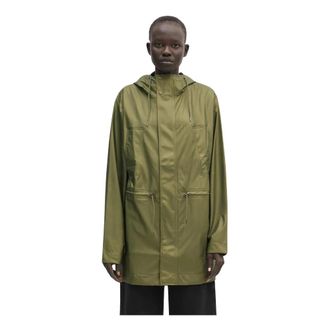 Rains Bold Long Jacket W3 - Dames - Regenjassen - Groen - L - Polyester - Jassen
