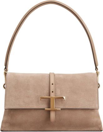 Tod's mini T Timeless buckle suede shoulder bag - women - Calf Suede - One Size - Neutrals
