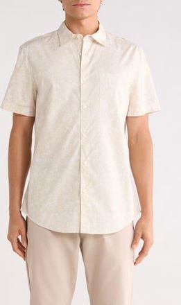 Nordstrom Short Sleeve Poplin Shirt in Ivory Mini Blooms at Nordstrom Rack, Size Xx-Large