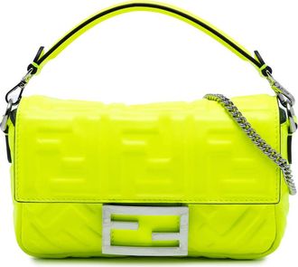 Fendi Pre-owned Fendi Mini Zucca Embossed Leather Baguette Satchel 8BS017A.ANYL 238 4091