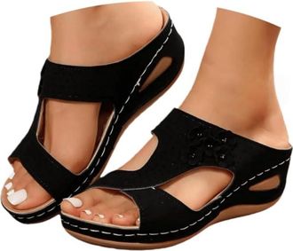 Generic Womens Sandals & Slides Slip on Sandals for Women UK Comfortable Sliders Fashion Non Slip Slippers Orthopedic Arch Support Outdoor Open Toe Wedge Shoe