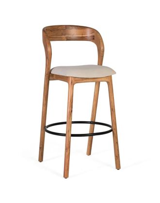 Giner&Colomer Taburete fabricado en madera maciza de acacia y respaldo curvado