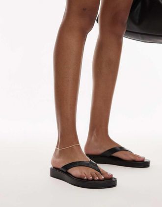 Mango leather sandal in black