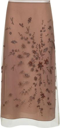 Fendi floral-embellishments midi skirt - F0QA6 PINK