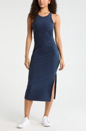 Zella Renew M&eacute;lange Midi Tank Dress in Navy Sapphire Melange at Nordstrom, Size X-Large