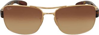 Ray-Ban Brown Gradient Rectangular Mens Sunglasses RB3522 001/13 61