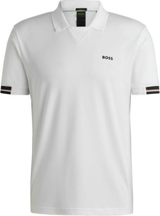 BOSS Stretch-mesh polo shirt with modern placket