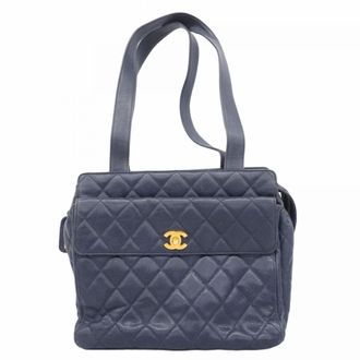 Chanel Blue Grained Calfskin Tote Bag (Pre-Owned)