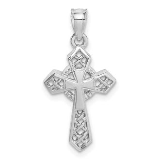 Diamond2Deal 14K White Polished Celtic Cross Pendant