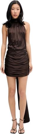 La Mania Omri Mini Jurk - Dames - Feestkleedjes - Bruin - M - Satijn - Kleedjes