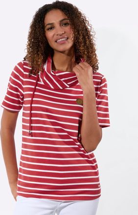 Casual Looks Sweatshirt CASUAL LOOKS, Damen, Gr. 36, erdbeere, wei&szlig;, gestreift, 50% Baumwolle, 50% Polyester, gemustert, gestreift, mehrfarbig, Sweatshirts Sweatsh