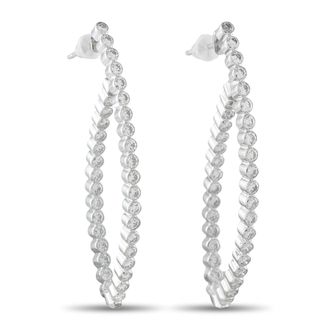 Luxury Bazaar 18K White Gold 2.20ct Diamond Hoop Earrings MF20-080726