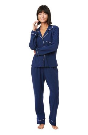 The Cats Pajamas Pima Knit Pajama Set in Marine Blue at Nordstrom, Size X-Large