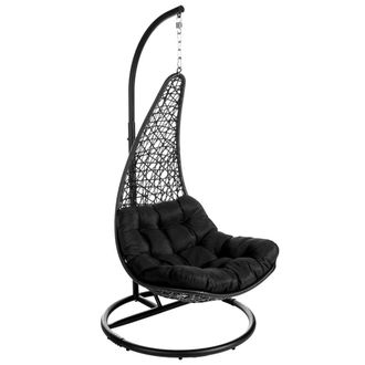 LOLAhome Silla de jard&iacute;n Dido colgante de acero negro de &Oslash; 103x191 cm