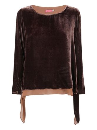 Bianco Levrin velvet plain top - women - Velvet - S - Brown