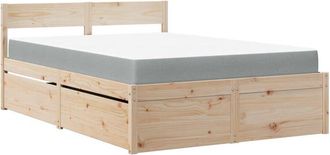 vidaXL Bed with Drawers and Mattress 140x190 cm Solid Wood Pine Vidaxl