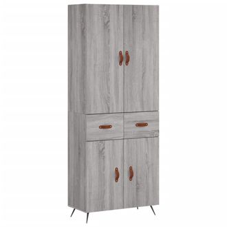 vidaXL Vidaxl - Aparador Alto Madera Contrachapada Gris Sonoma 69,5x34x180 Cm