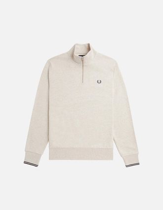 Fred Perry Mens Fred Perry Half Zip Sweatshirt Porridge Marl - Tan - Size: 40