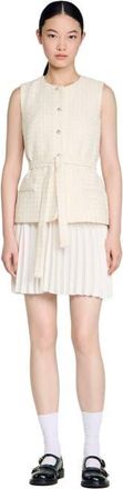 Sandro Two-material short dress in Ecru at Nordstrom, Size 34 Eu