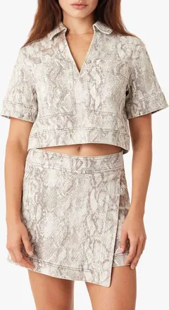 Habitual Snakeskin Print Denim Crop Top in Snake Print at Nordstrom, Size X-Small