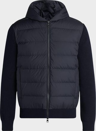 Moncler Men & apos;s Down Quilted Wool Knit Hooded Cardigan