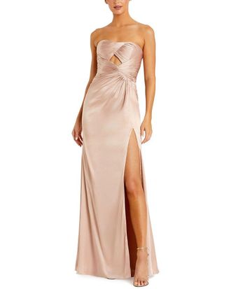 Mac Duggal Strapless Charmeuse Wrap Gown