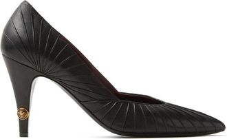 Versace Gianni Geplooide Leren Pumps met Puntige Neus - Dames - Pumps - Zwart - 37 EU - Leer - Schoenen