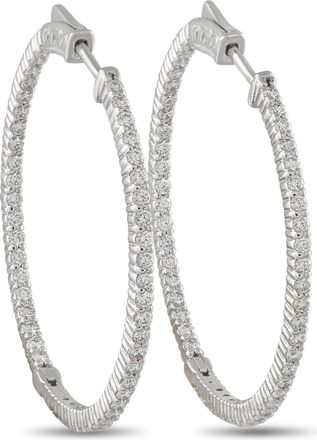 Luxury Bazaar 14K White Gold 2.0ct Diamond Inside-Out Hoop Earrings MF13-111825