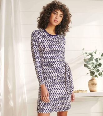 Hatley Wrap Mini Dress In Geometric Cobblestone
