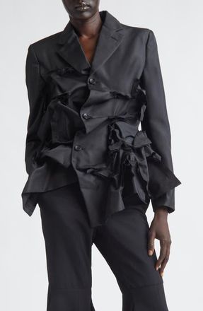 Comme Des Gar&ccedil;ons Asymmetric Single Breasted Gabardine Blazer in Black at Nordstrom, Size Medium