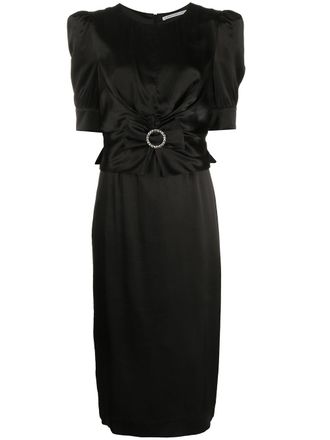 Alessandra Rich embellished bow midi dress - women - Silk/Polyamide/Cupro - 46 - Black