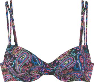 Venice Beach B&uuml;gel-Bikini-Top VENICE BEACH Paislee, Damen, Gr. 36, Cup E, schwarz (schwarz bedruckt), Recycling-Polyamid, Paisleymuster, bedruckt, Bikini-Oberteile