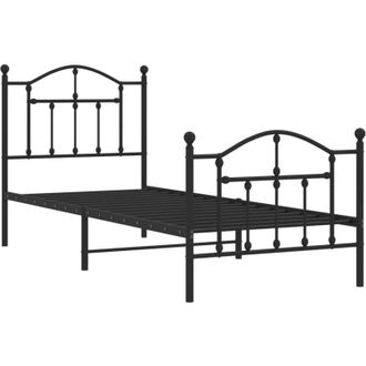 vidaXL Estructura Cama Sin Colch&oacute;n Con Estribo Metal Negro 80x200 Cm Vidaxl