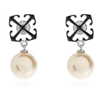 Off-white Glazen Pareloorbellen - Dames - Oorbellen - Grijs - ONE Size - Accessoires