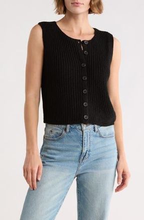 Blu Pepper Button-Up Sweater Tank in Black at Nordstrom Rack, Size Medium