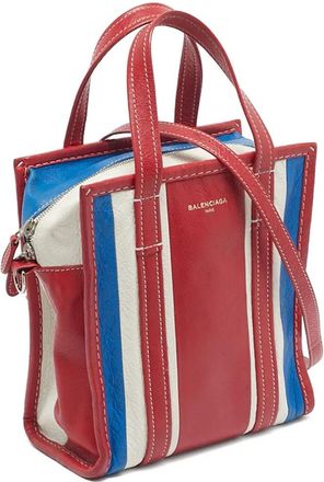 Balenciaga XS Bazar leren shopper met streep - Rood