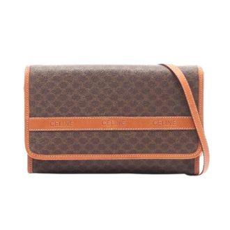 Celine Pre-owned Macadam PVC Coated Canvas Leather Shoulder Bag - Dames - Pre-owned - Bruin - Maat: ONE Size Leer